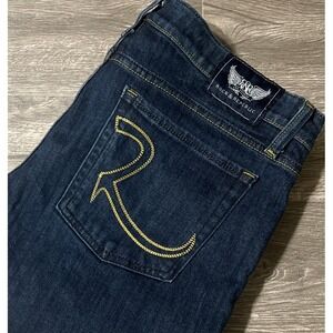 Rock & Republic Women's Kasandra Boot Cut Mid Rise Dark Wash Jeans SZ 32 (34x35)